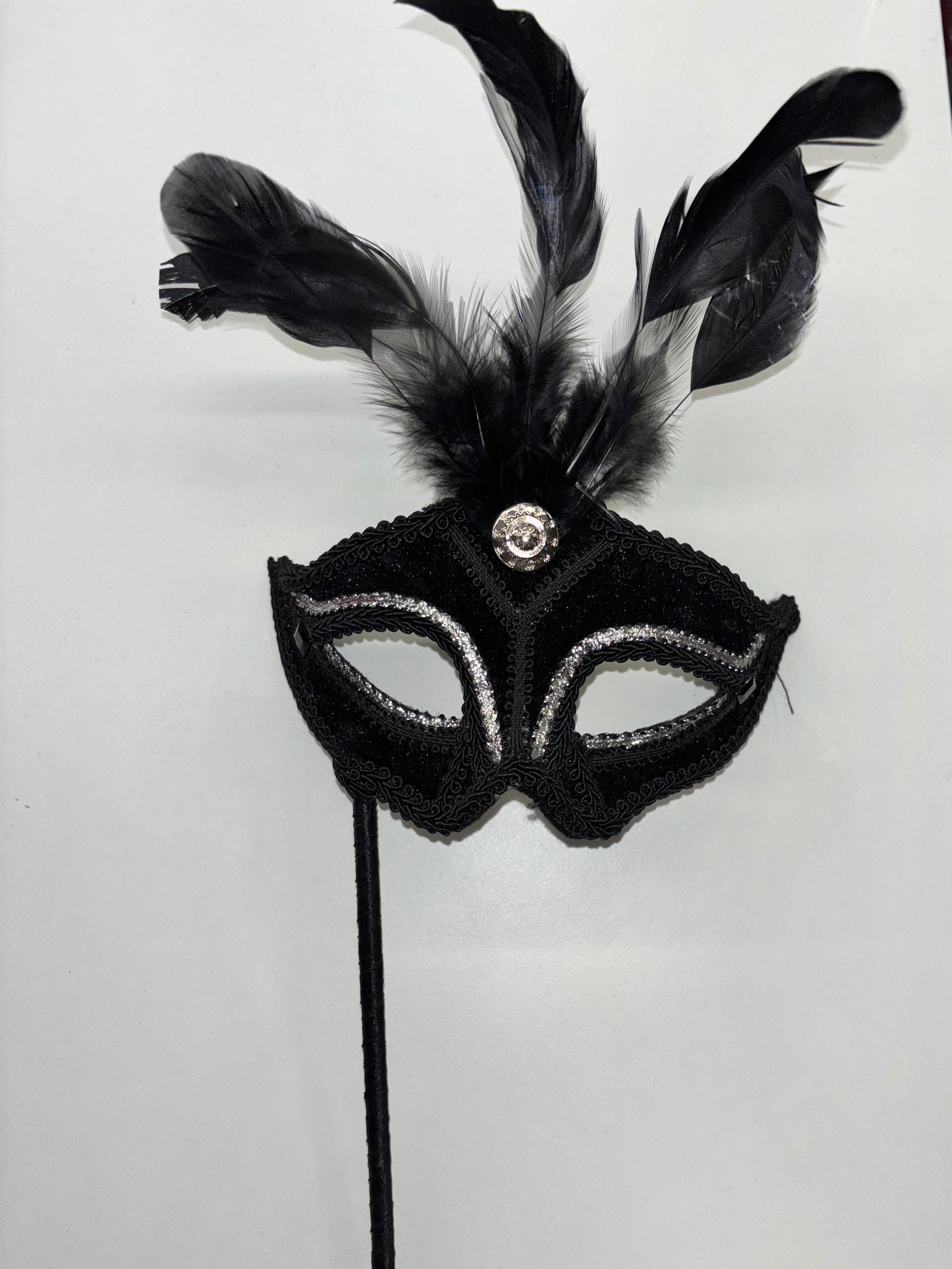 Mask on Stick - Black/Silver