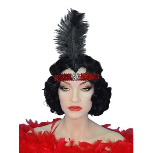 Flapper Headband - Crystal Heart Red