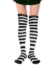 Over the Knee Striped Stockings or Socks - Black & White