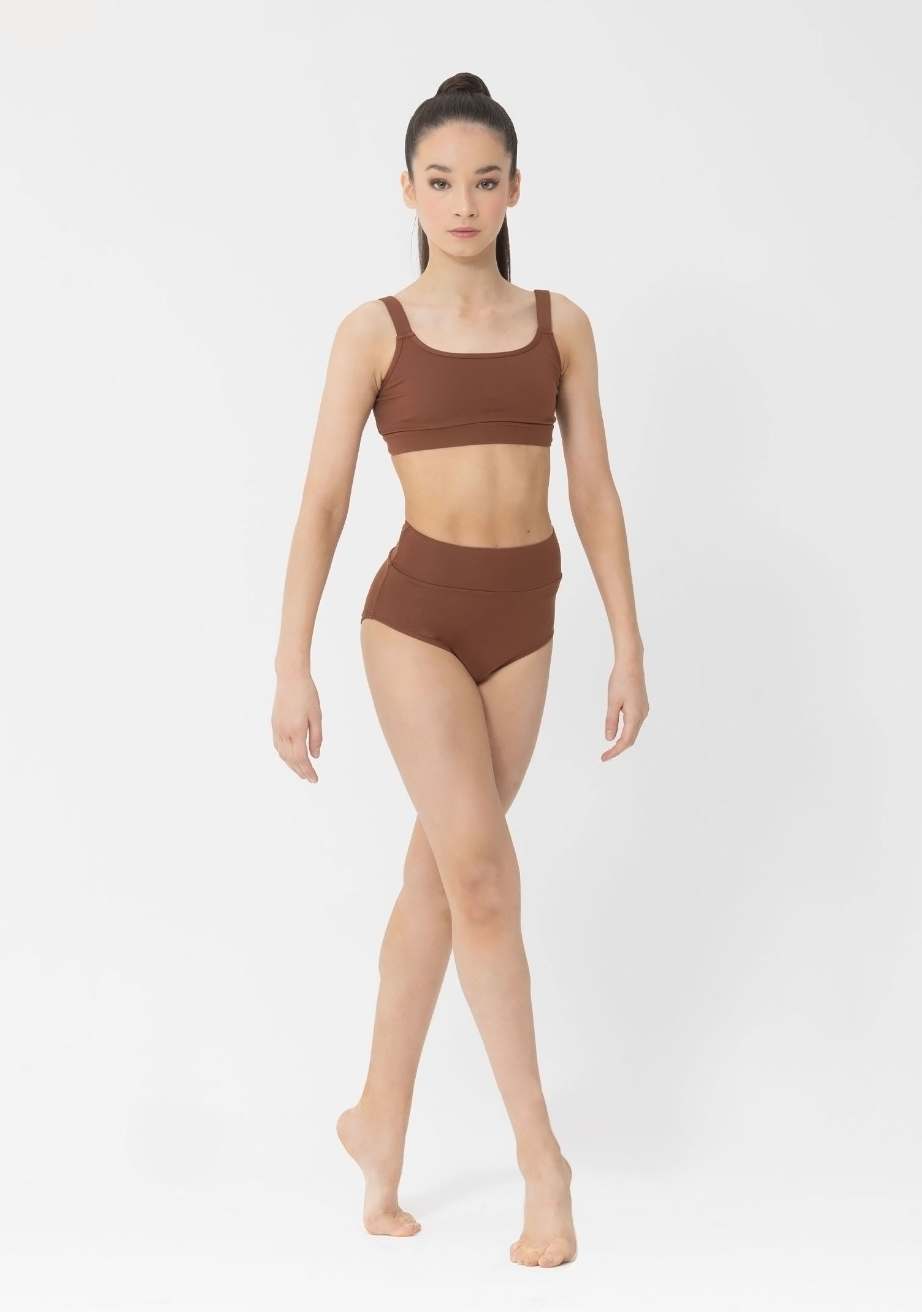 mocha brown seamless crop top dance costume