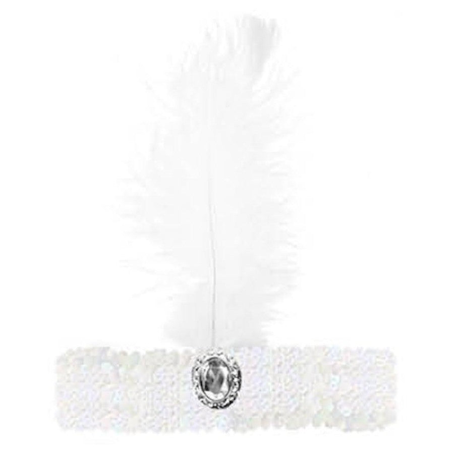 1920s flapper feather sequin headband vintage dress up costume great gatsby zelda 20s twenties