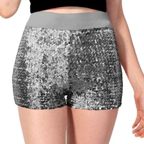 Sequin Shorts - silver dance costume
