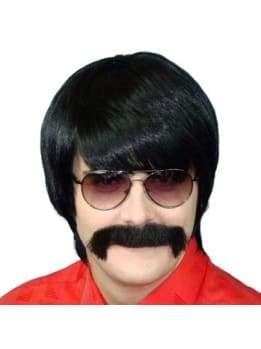 70s Mod Guy Wig Black Fancy Dress Party Costume Upstage