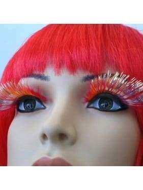 Eyelashes - Red Feathery with Silver Tinsel