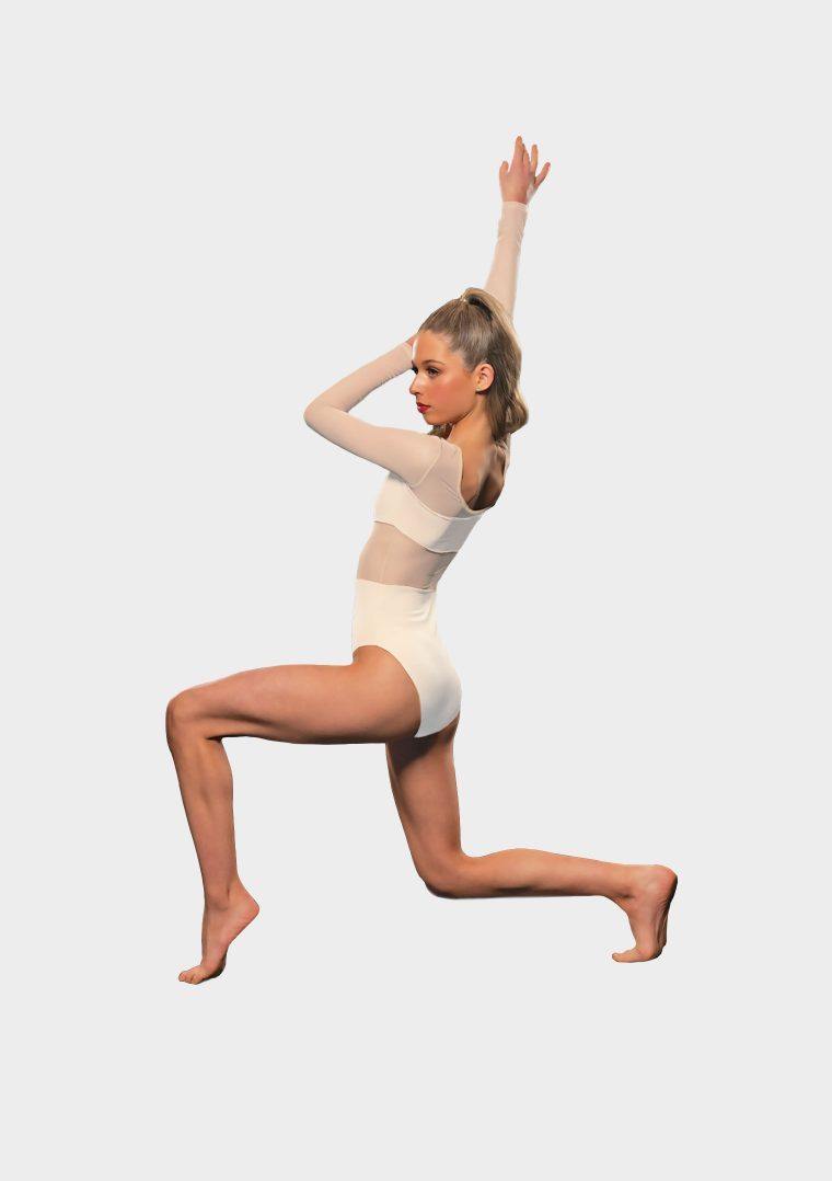 mesh panel white leotard contemporary costume base dancewear studio 7