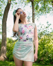 mint floral leotard