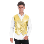 Adult Sequin Waistcoat Vest costume fancy dress showbiz jazz dance mens showman circus glitz casino glamour 1920s ring master