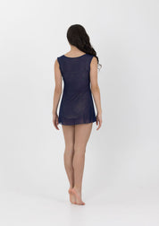 mesh slip dress navy blue