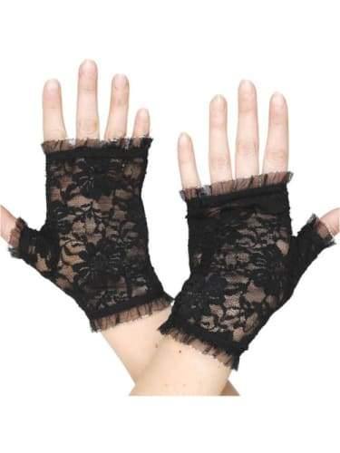 Black lace fingerless on sale gloves 80s