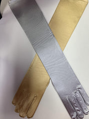 Long Satin Gloves - Gold or Silver