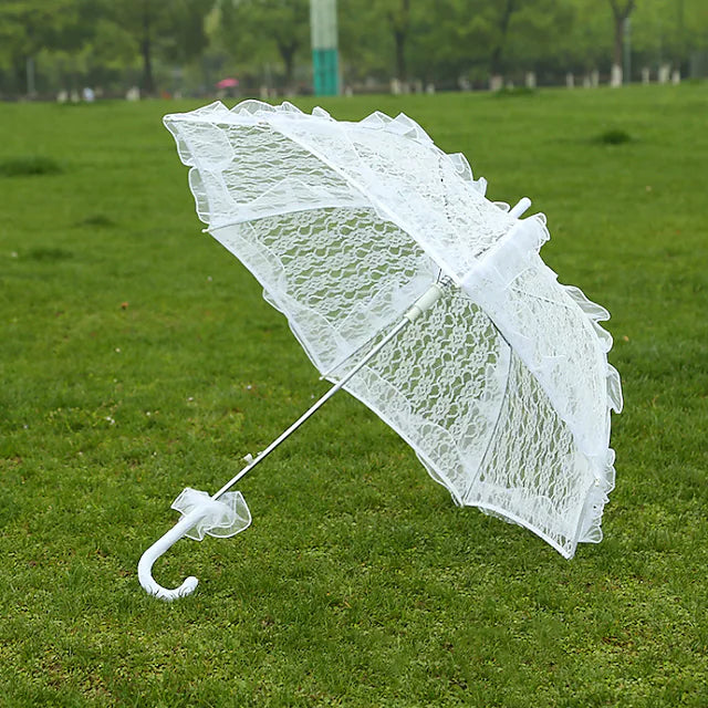 White lace umbrella deals