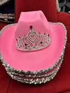 Cowboy Hat - Pink with sequin trim & Princess Tiara