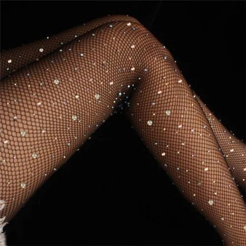 black fishnet stockings with rhinestones 