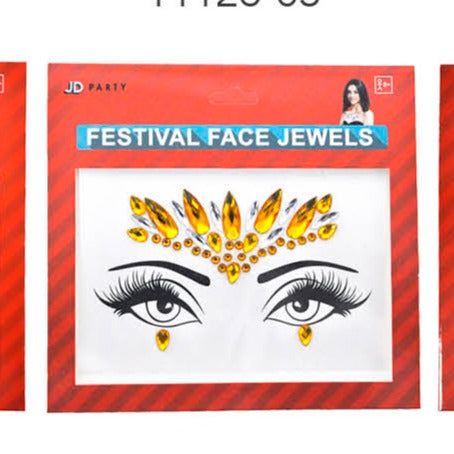 gold face gem stick on festival jewels