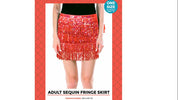 Adult Sequin Fringed Skirt - Red