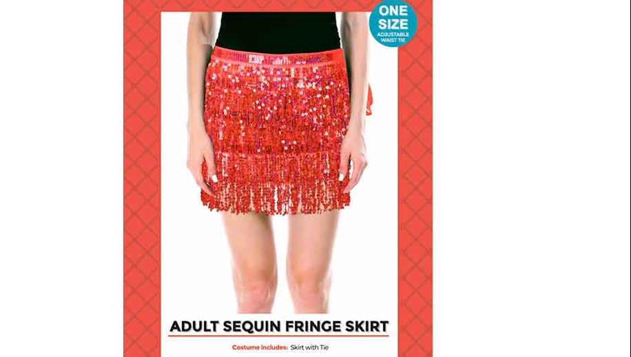 Adult Sequin Fringed Skirt - Red