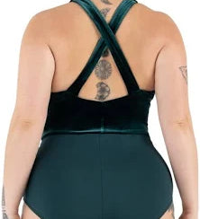 fir leotard velvet pin green
