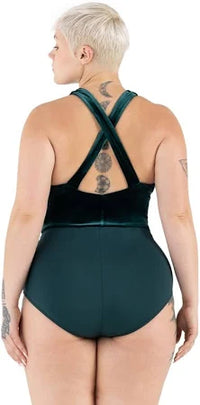 fir leotard velvet pin green