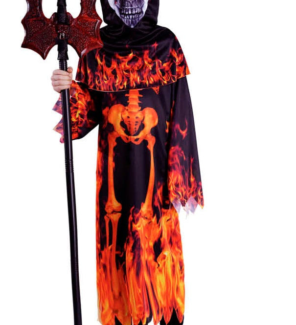 kid child costume halloween horror skeleton fire demon 