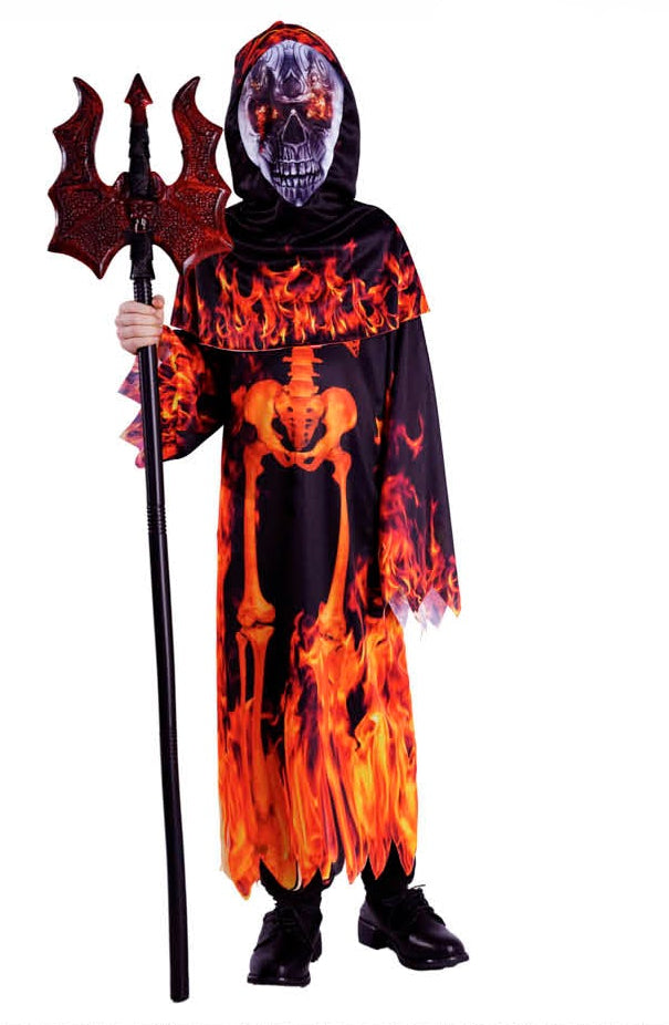 kid child costume halloween horror skeleton fire demon 