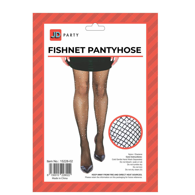 black fishnet pantyhose with rhinestones