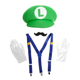 Adult Luigi Green Plumber Costume Kit (4pcs Set)