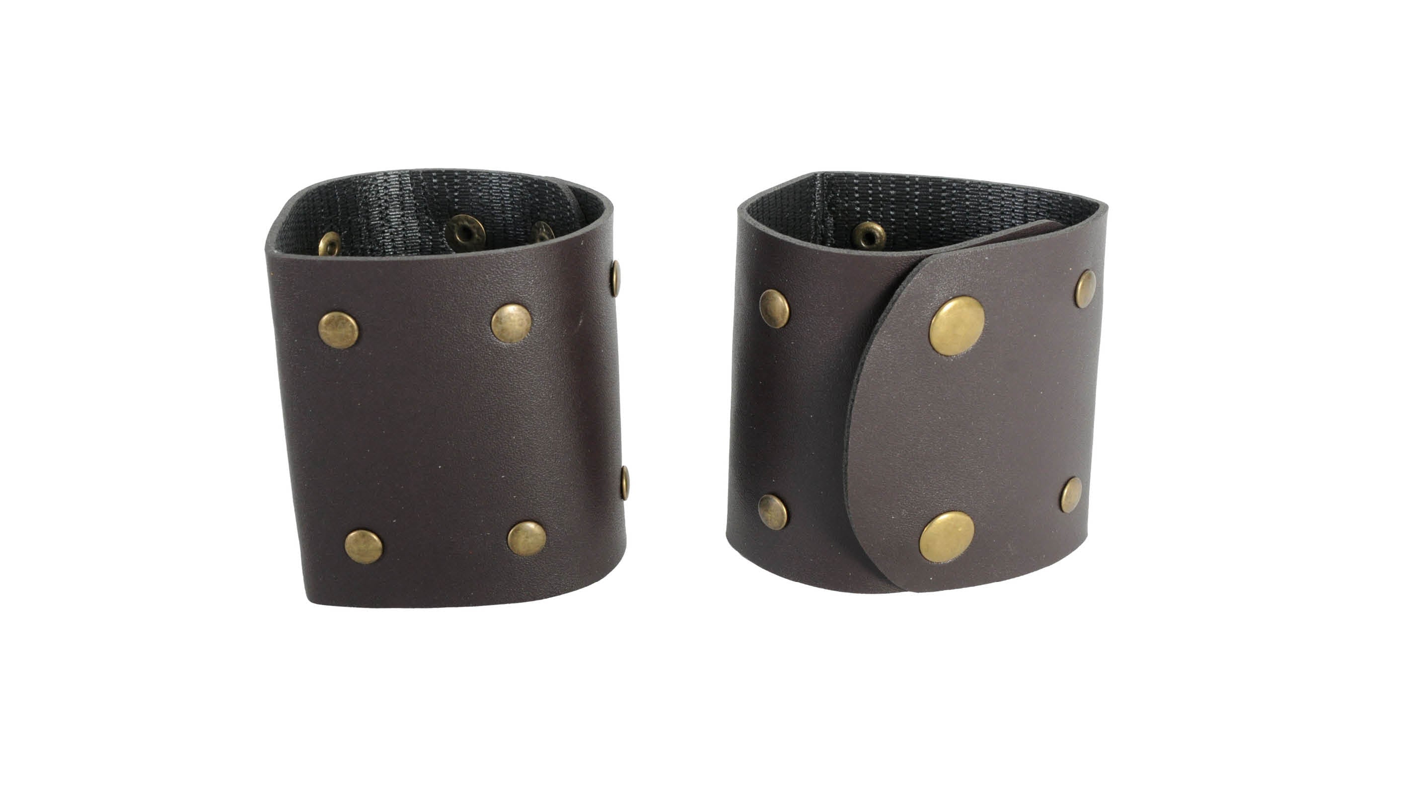 roman god brown leather look wristbands 