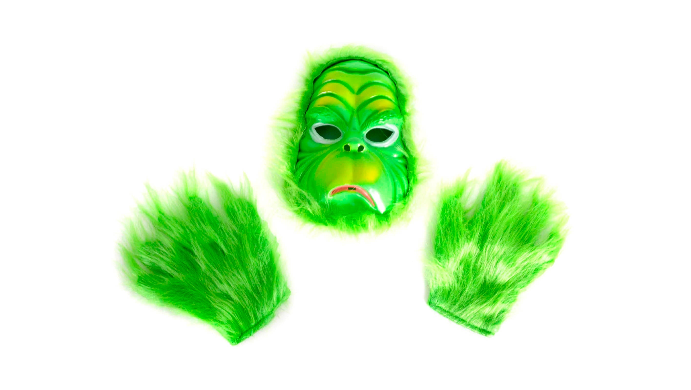 The grinch christmas green mask & gloves 