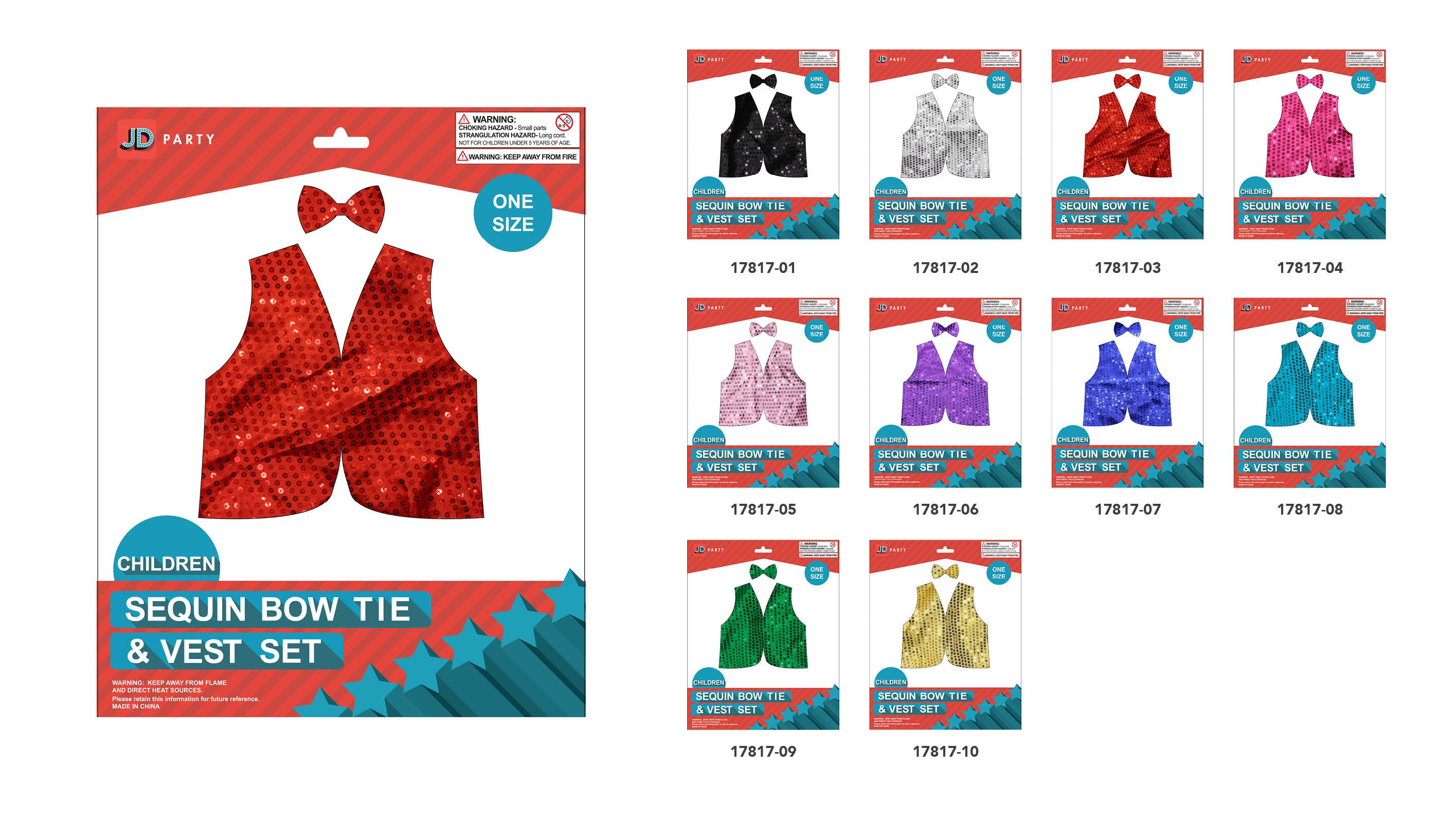 Sequin Bow Tie & Vest Set - Children