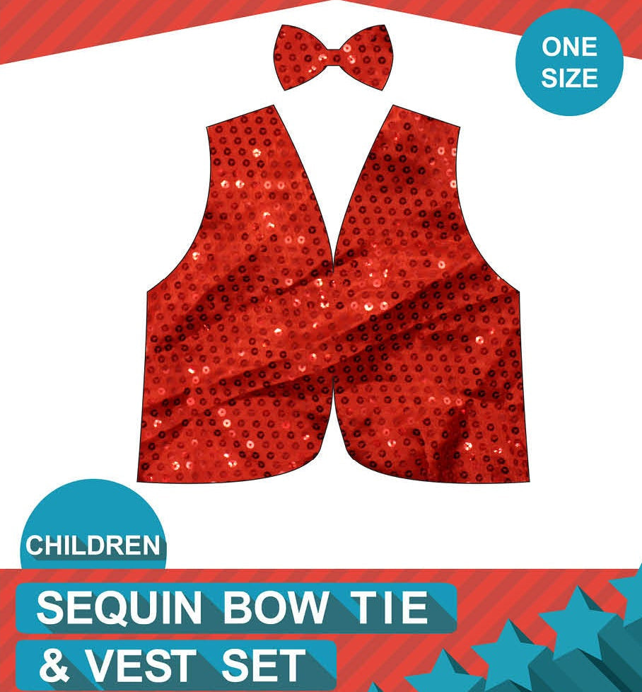 sequin vest bowtie showman child costume theme party fancy dress ringmaster performer mc host sparkle