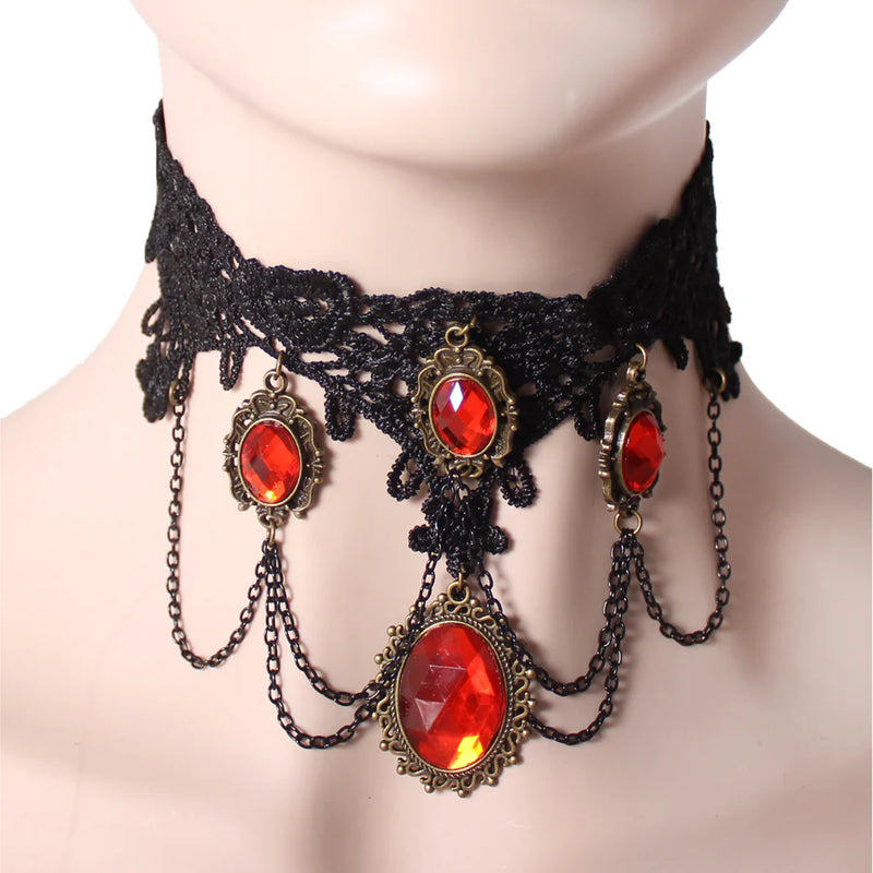 black lace choker for halloween vampire witch 