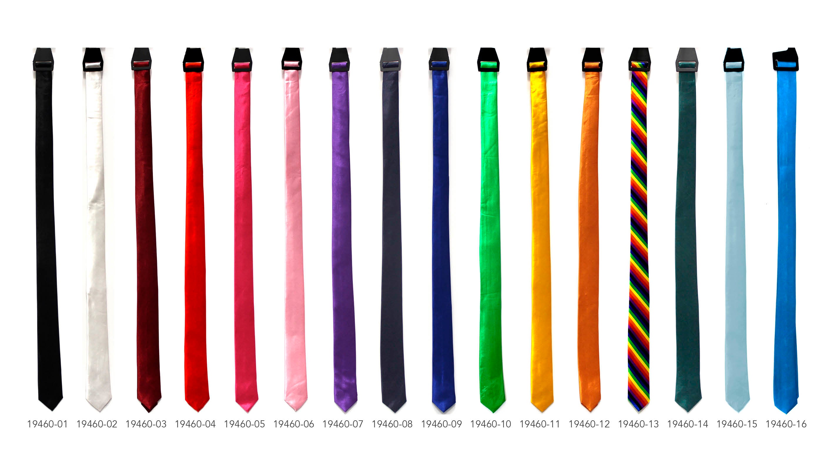 long slim colored ties