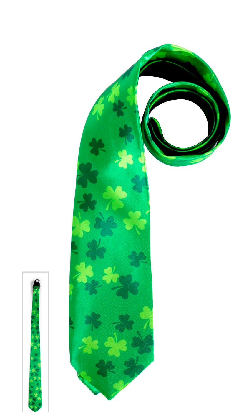 st patricks day irish shamrock 4 leaf clover tie 