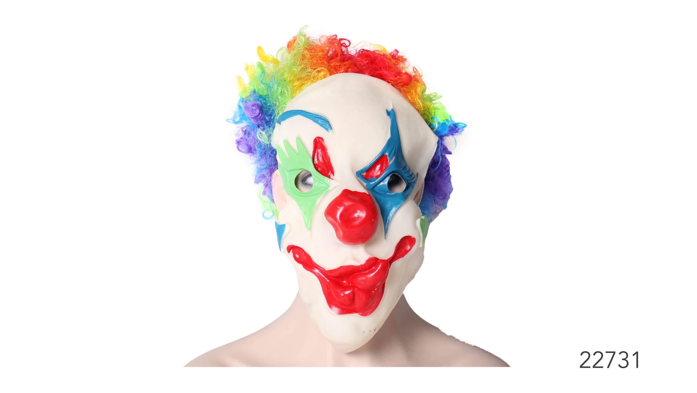latex clown mask with rainbow wig 