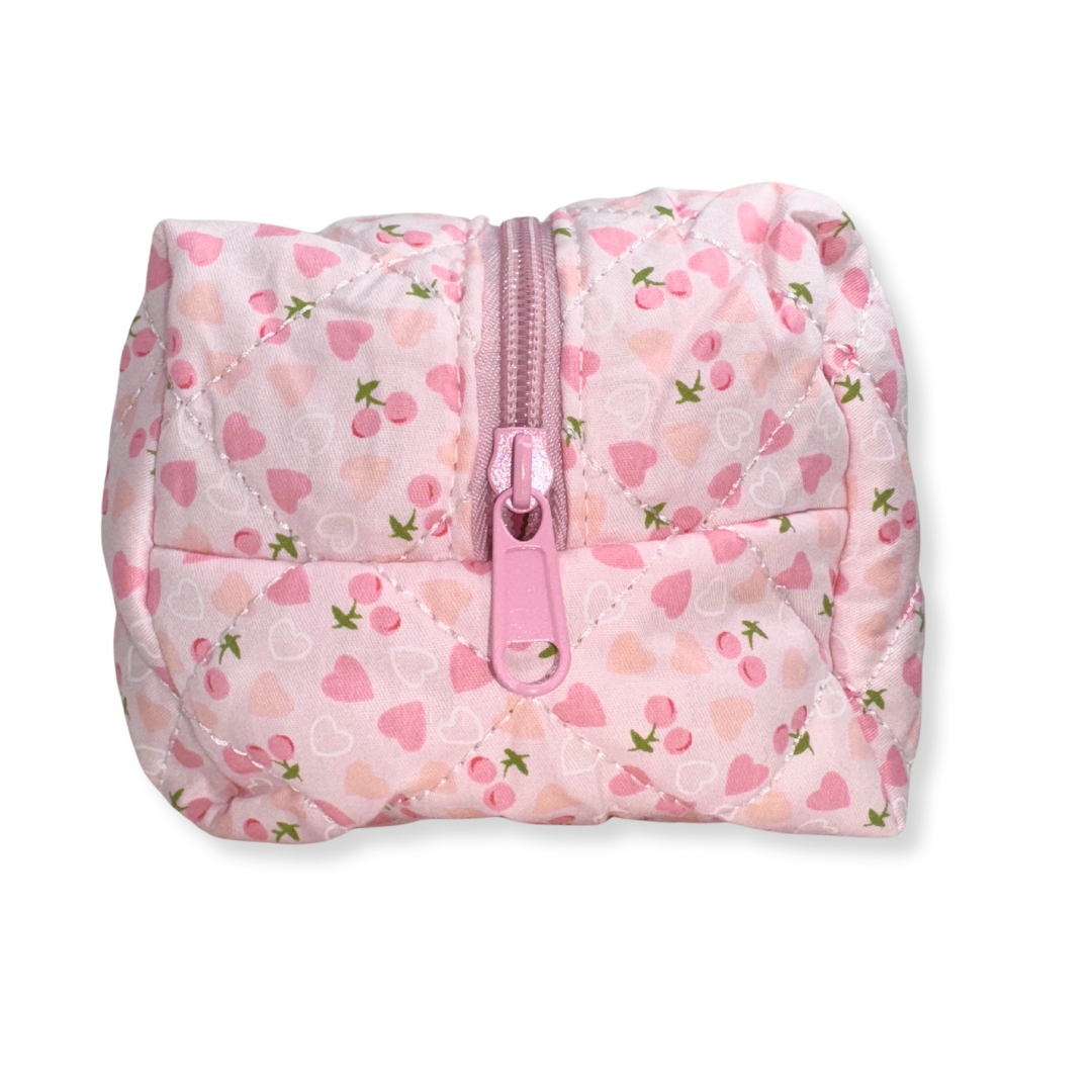 dancers Cosmetic Bag pink hearts peach