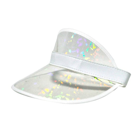 Sunvisor Hat - 1980s - HOLOGRAPHIC SPARKLE PVC PERSPEX HAT