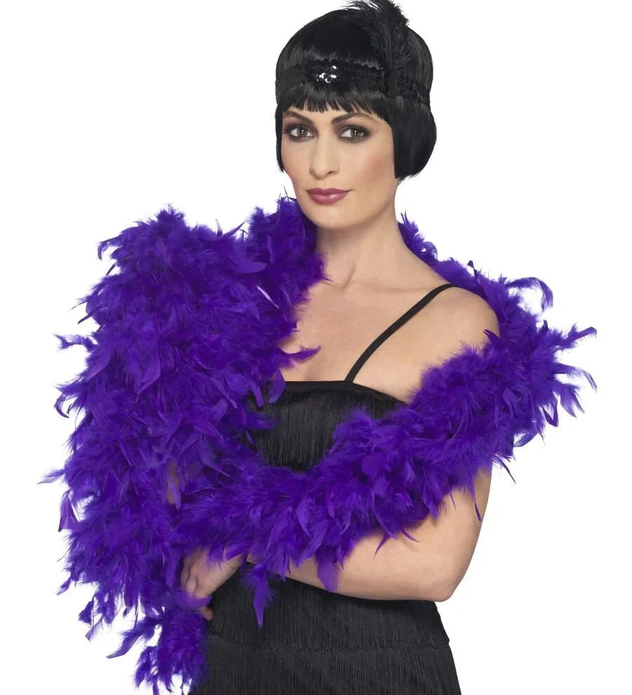 deluxe feather boa purple flapper 1920s