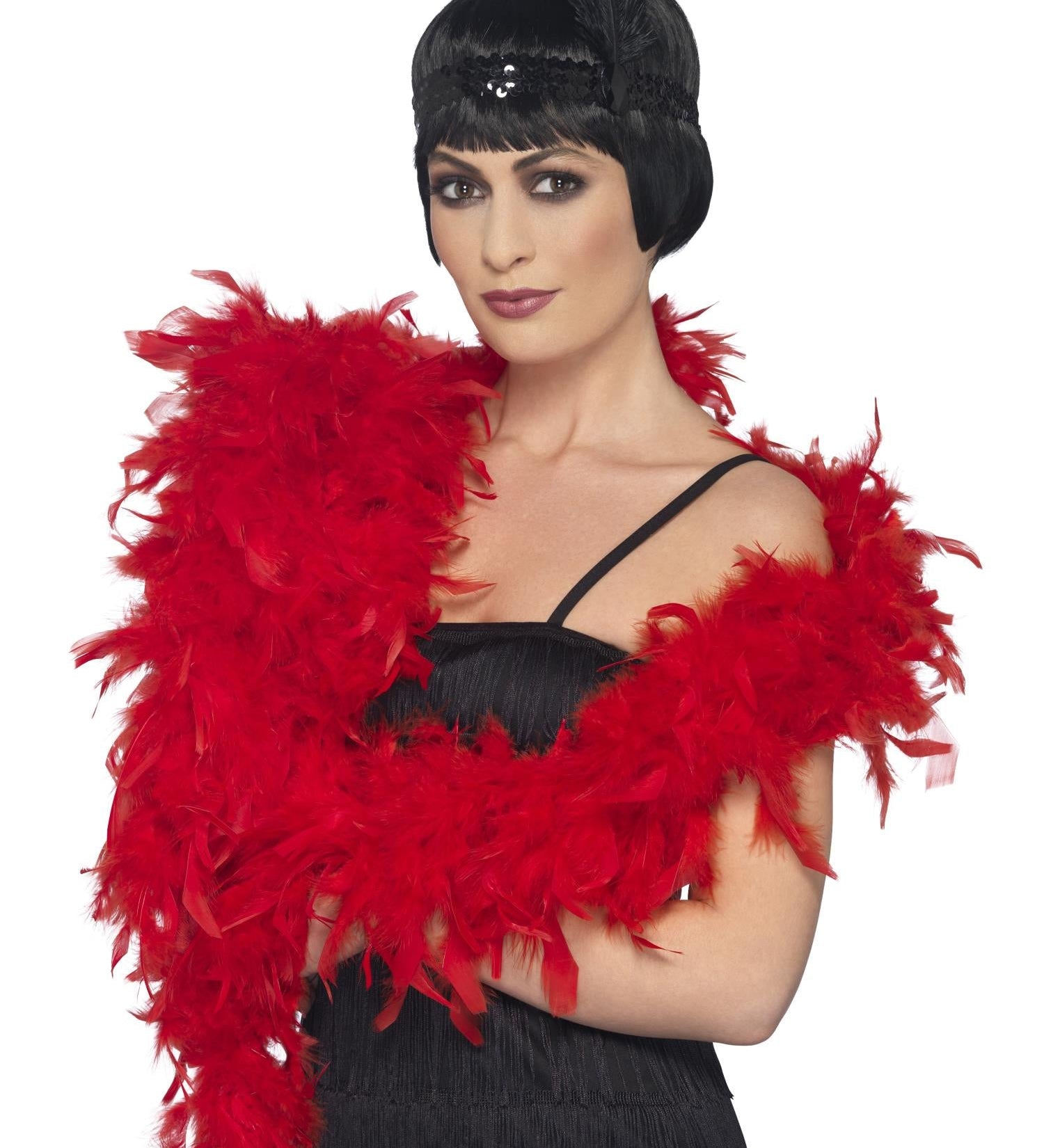 deluxe feather boa red flapper 1920s