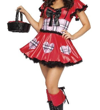 red riding hood costume girl in the woods wolf 