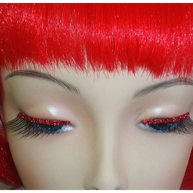 Eyelashes - Black with red glitter trim