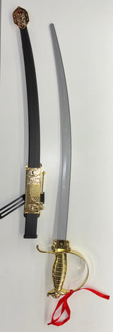Muskateer Sword - Gold Handle with Black Sheath -Plastic Party Prop
