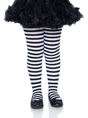 Children's Striped Tights - Black & White