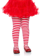 Children's Striped Tights - Red/White