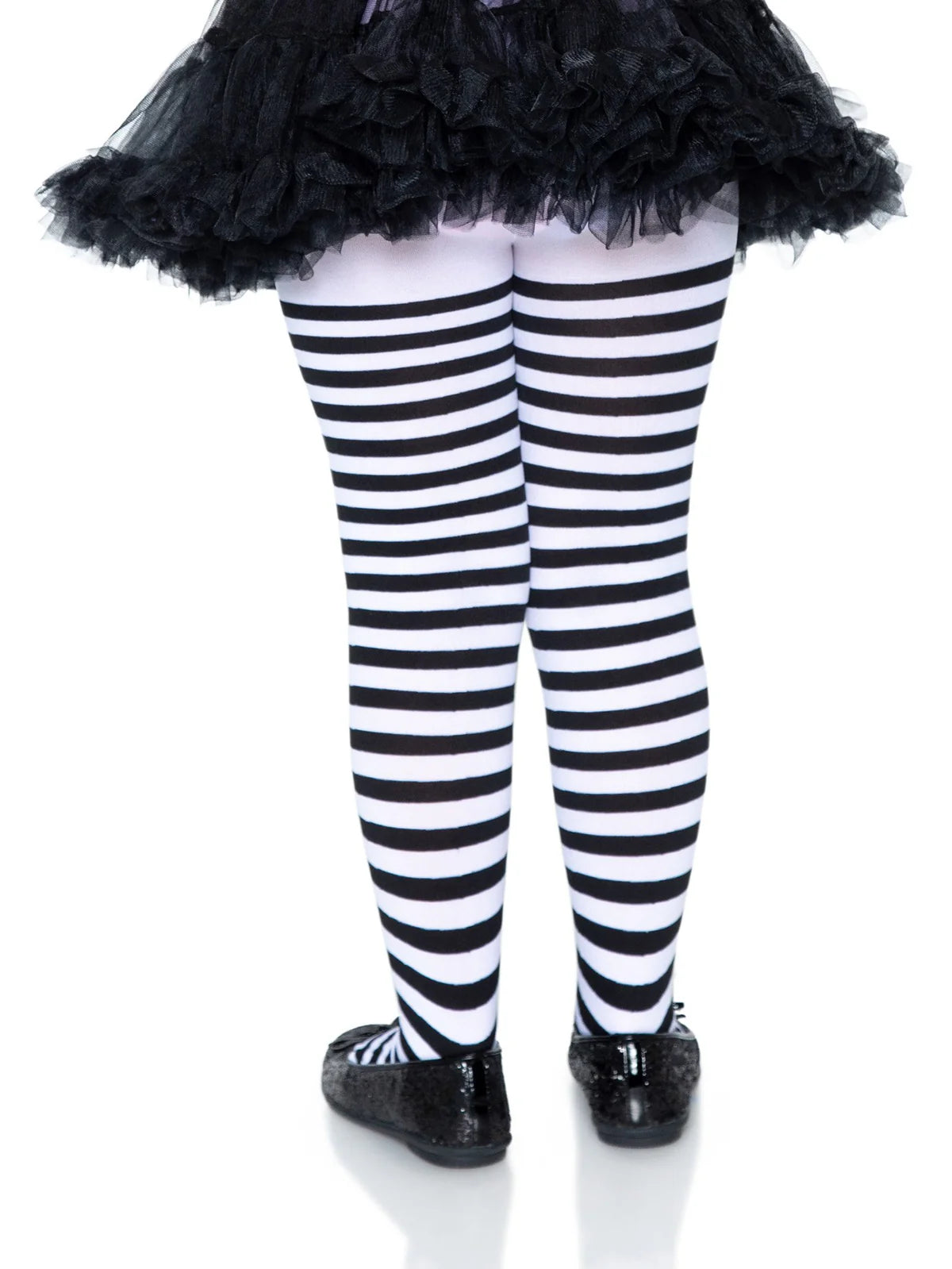 Children's Striped Tights - Black & White