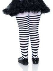 Children's Striped Tights - Black & White