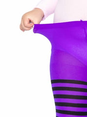 Children's Striped Tights - Purple/Black
