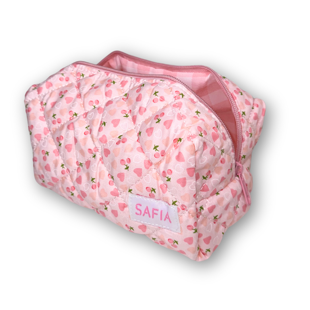 dancers Cosmetic Bag pink hearts peach