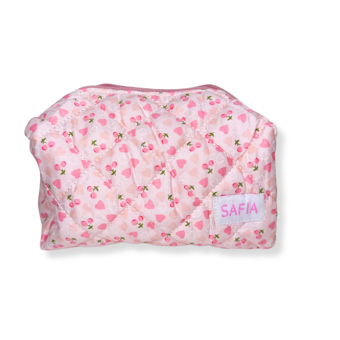 dancers Cosmetic Bag pink hearts peach