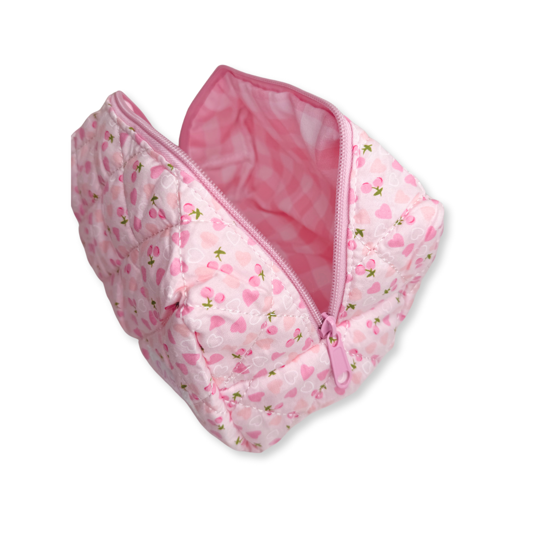 dancers Cosmetic Bag pink hearts peach