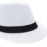 Trilby Hat - White with Black Band